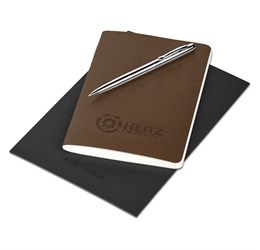 Alex Varga Small Soft Cover Notebook and Pen Set  Brown